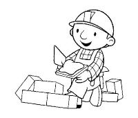 A coloring page of bob the builder